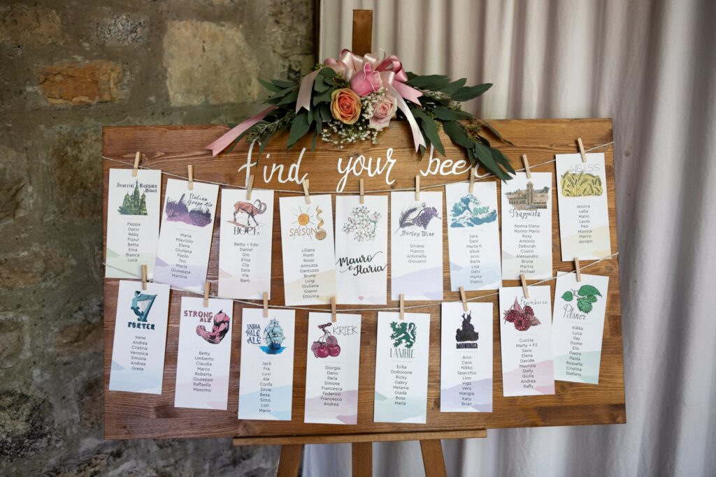 Grafica coordinata per il matrimonio di Ilaria e Mauro: il tableau marriage