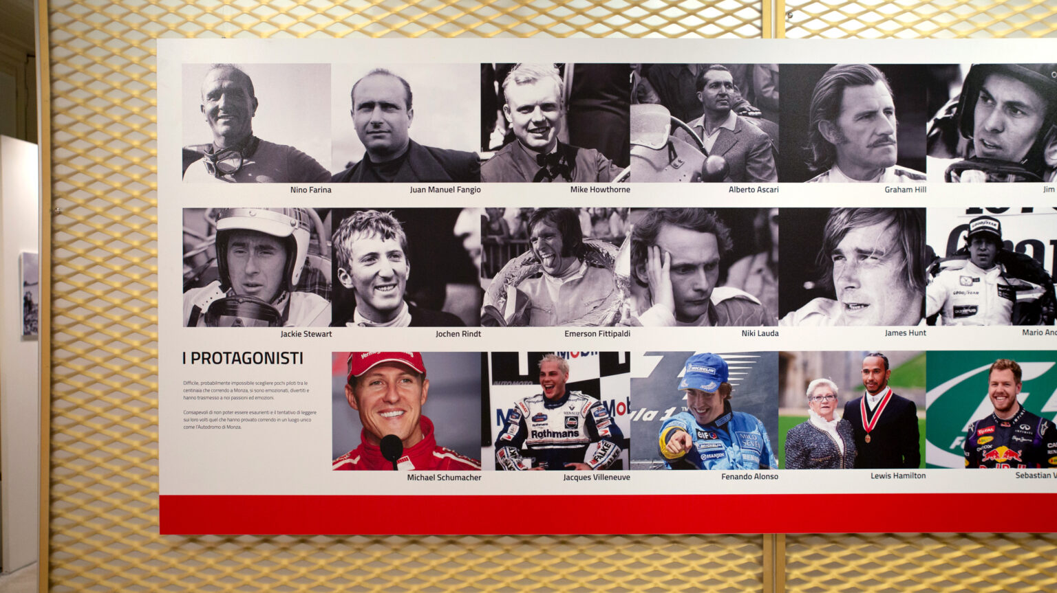 Progetto grafico e allestimento della mostra sul centenario dell'Autodromo di Monza: i protagonisti storici