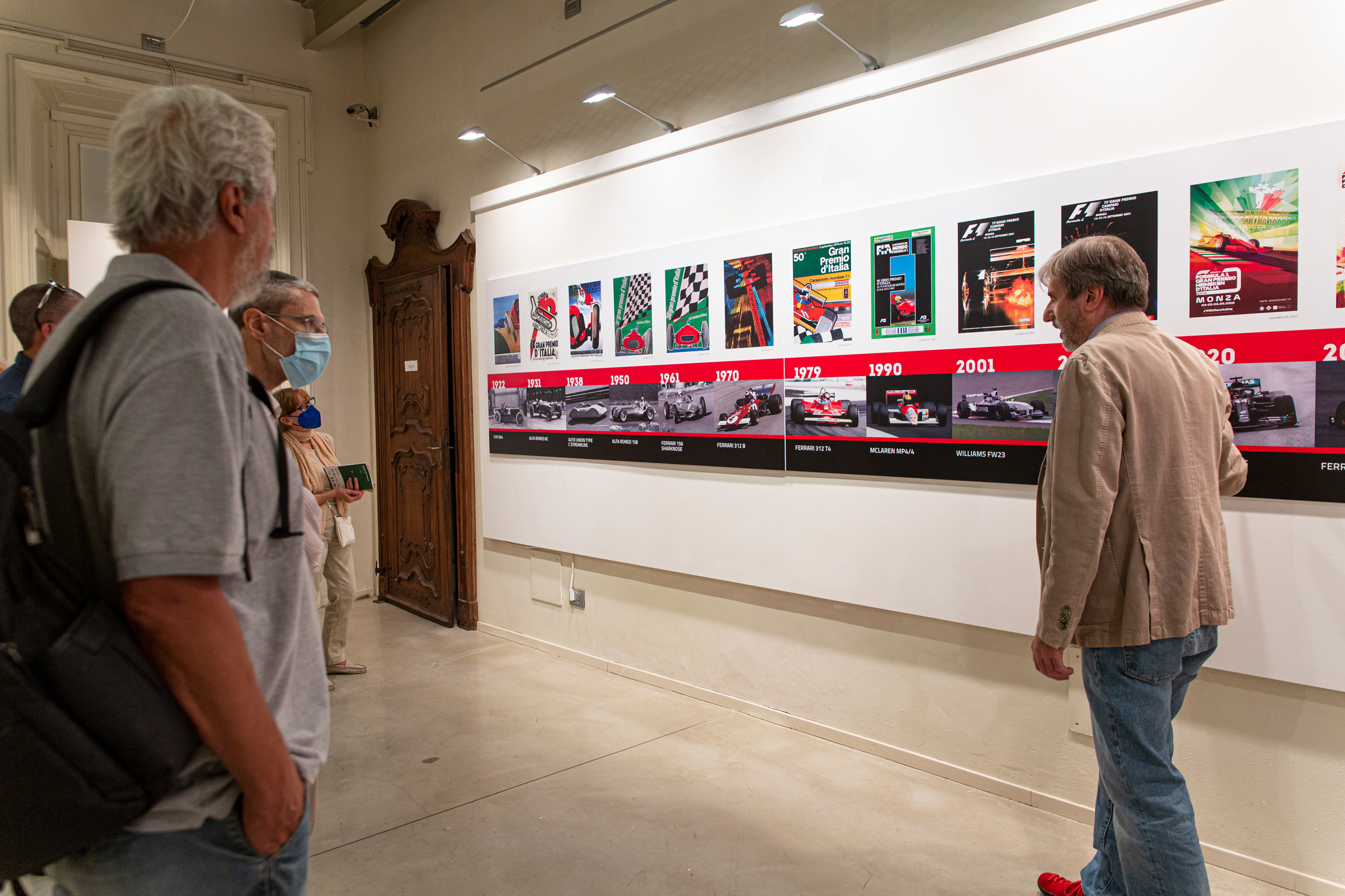 Inaugurazione della mostra sul centenario dell'Autodromo di Monza. Allestimento